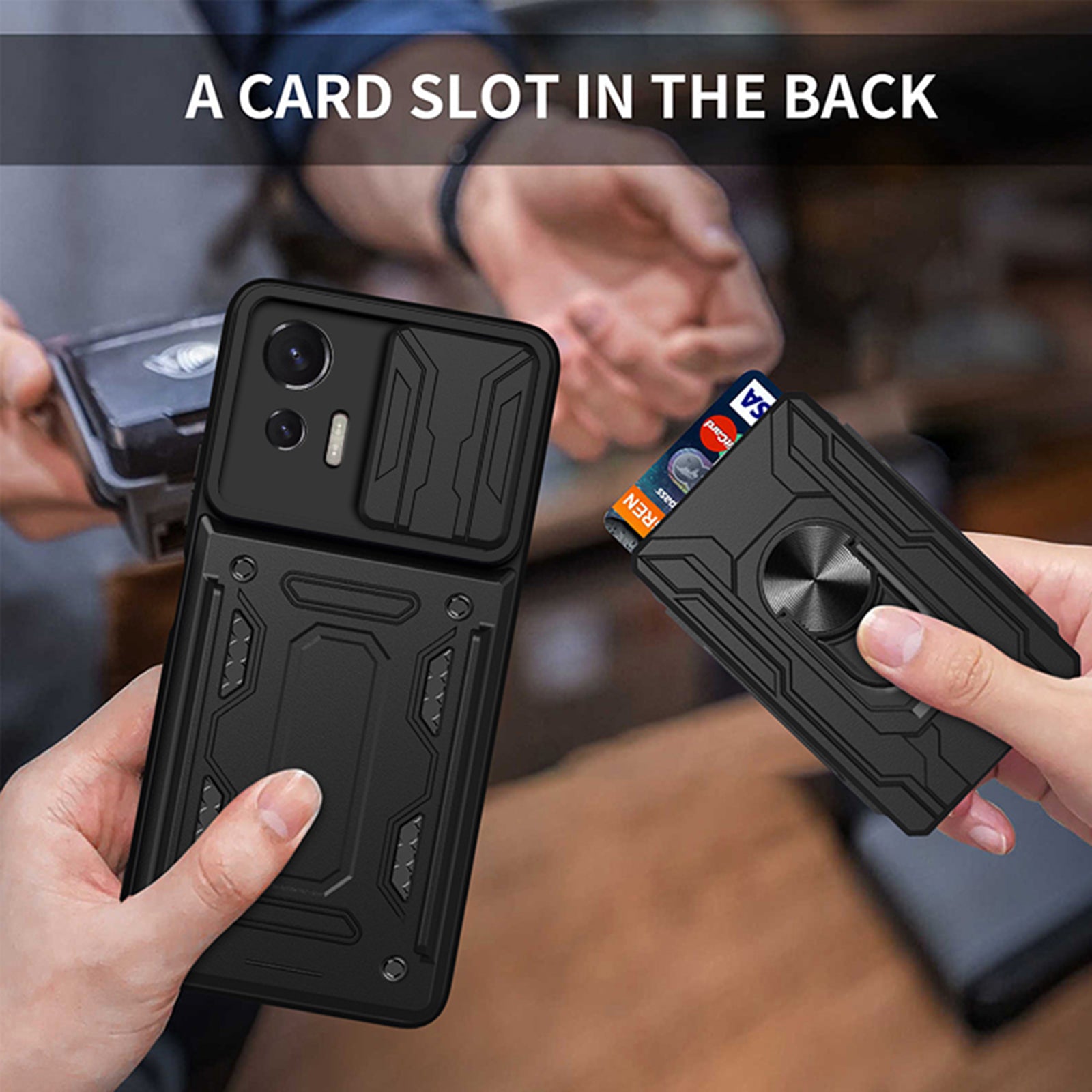 Nárazuvzdorný kryt na telefon pro Motorola Edge 30 Neo 5G Ring Kickstand Pouzdro na telefon s posuvným držákem na ochranu fotoaparátu Nárazuvzdorný kryt na telefon pro Motorola Edge 30 Neo 5G Ring Kickstand Pouzdro na telefon s posuvným držákem na ochranu fotoaparátu
